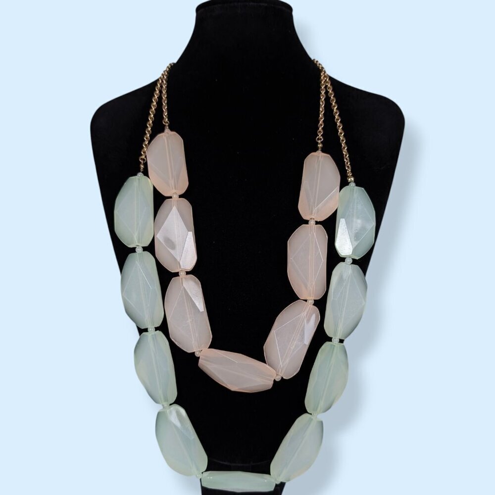 V. 2-Strand Chunky Lucite Beaded Necklace